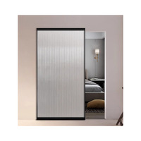 Porte coulissante en verre invisible ultra-étroite moderne à commande manuelle, sans rail, en alliage d'aluminium, pour salle de bain
