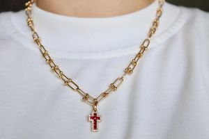 Xinfly Hiphop 18K Pure Gold 0.15ct Diamond 0.50ct Ruby <b>Cross</b> Universal Buckle Pendants Gemstone Fine Jewelry Without <b>Chain</b> - Product Image 4