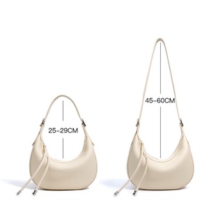 Bolsos De Cuero Genuino De Lujo Bolsos De Hombro De Cuero De Vaca Suave <span class=keywords><strong>Bolso</strong></span> De Verano Amarillo <span class=keywords><strong>Beige</strong></span> De Media Luna para Mujer - Product Image 5