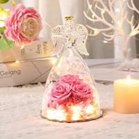Boîte de fleurs préservées en cadeau, Saint-Valentin, luxe, rose éternelle stabilisée, rose ange préservée pour Noël, Noël, Thanksgiving, cadeau