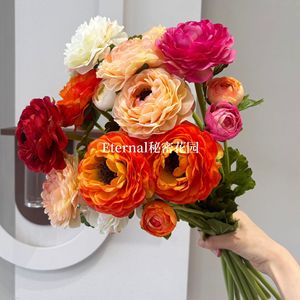ดอกไม้ประดิษฐ์ซีเคร็ทการ์เด้น ดอกบัวสองหัว ช่อดอกไม้แต่งงานผ้าไหม สีส้ม ขาว แชมเปญ แดงไวน์ แดงกุหลาบ - Product Image 1