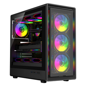 ESGAMING Etuis de PC Atx de jeu personnalisés SPCC Acier Transparent Esports <span class=keywords><strong>Gamer</strong></span> 7 emplacements <span class=keywords><strong>Tour</strong></span> moyenne Etuis de <span class=keywords><strong>tour</strong></span> d'ordinateur avec ventilateur - Product Image 1