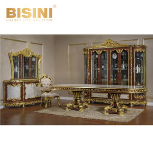 Ensemble de <span class=keywords><strong>table</strong></span> et de chaises de salle à manger rectangulaire extensible en bois sculpté classique royal français Bisini, ensemble exclusif en acajou massif fait à la main - Product Image 2