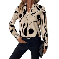 Mode féminine européenne et américaine, nouveaux hauts, chemises à imprimé géométrique les plus vendues, manches trois quarts, hiver/printemps/été, ODM