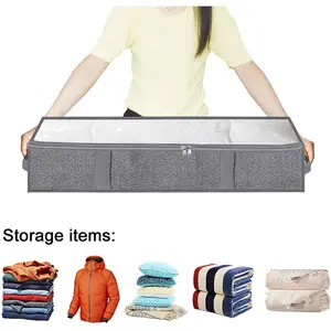 Foldable Storage Bag Foldable Large Capacity Under Bed Clothing Bedding Storage Bags Organizer With Strong Handles