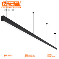 Diodes électroluminescentes commerciales en aluminium, éclairage linéaire LED, salle de sport, bureau, entrepôt, éclairage linéaire LED noir