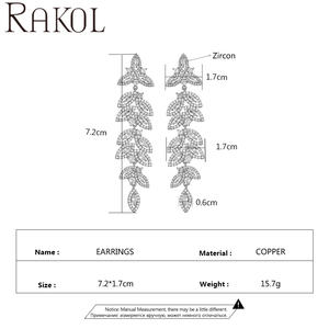 ต่างหูระย้าทรงใบไม้หรูหรา RAKOL EP5436 ประดับเพชรซิร์โคเนีย 5A สำหรับเจ้าสาว ปี 2023 - Product Image 6