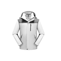 Veste d'hiver amovible à blocs de couleur, veste d'extérieur amovible avec capuche, poche zippée imperméable, chemises pour hommes