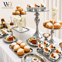 Support de présentation de gâteaux et desserts de luxe en acrylique argenté avec plateau de base étanche pour buffets et événements festifs