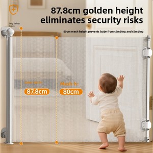 Nouvelle barrière de sécurité pour animaux de compagnie, moderne et classique, en alliage d'aluminium, rectangulaire, rétractable, sans perçage, anti-chute pour chats, pour escaliers intérieurs - Product Image 5