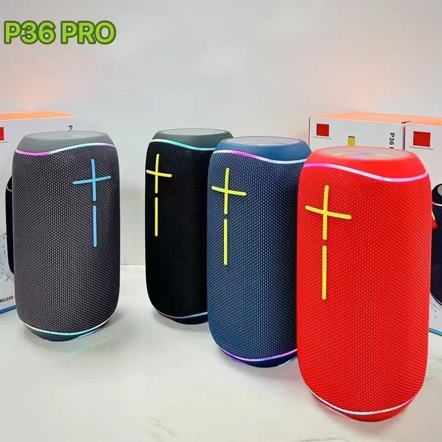 P36 PRO Portable Wireless Speaker with Handle, IPX6 Waterproof Outdoor Dual Drivers Loudspeaker with RGB Light TF Card