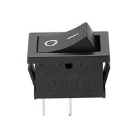 Interrupteur à bascule BTRE KCD1-101 2 broches 250V 3A SPST noir 21x15mm en laiton et plastique avec terminaison à souder ON-OFF