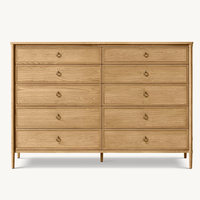 Commode à 6 tiroirs en bois massif de luxe moderne, table de toilette en chêne, meubles de chambre à coucher