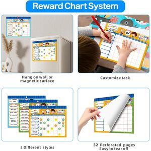 Behavior <b>Reward</b> <b>Chart</b> System - 32 Pad with Chore <b>Charts</b> for Kids, Motivate Responsibility & Good Habits - Product Image 3
