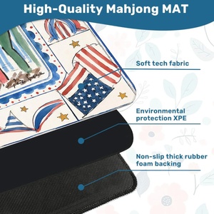 Tappetino da Mahjong Patriottico per il 4 Luglio, Bandiera USA in Acquerello, Base Antiscivolo in Gomma, Tappetino da Tavolo per Feste con Logo Personalizzato - Product Image 2