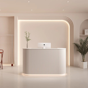Mostrador de Recepción Curvo Moderno para Salones de Belleza, Tiendas de Ropa, Pequeños Oficinas, Hospitales, Gimnasios - <span class=keywords><strong>Material</strong></span> de Madera - Product Image 3