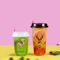 Gobelet à café jetable en PP rigide transparent givré en forme de U de 12 oz, 16 oz, 24 oz avec logo personnalisé pour les boissons à bulles et les boissons chaudes/froides