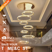 Tyson moderne luxe hôtel hall K9 cristal plafond lustre Villa salon Loft escalier rond anneau pendentif lumière
