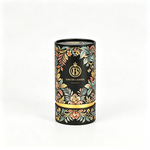 Boîte cylindrique en carton recyclable imprimée, emballage personnalisé pour parfum avec bouchon, coffret cadeau, flacon de parfum, lot en gros - Product Image 2