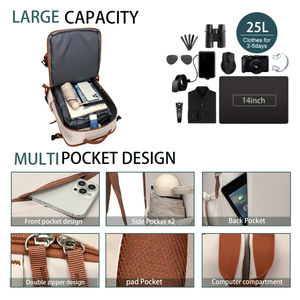 Soudelor-<span class=keywords><strong>Sac</strong></span> à <span class=keywords><strong>dos</strong></span> multifonctionnel pour <span class=keywords><strong>ordinateur</strong></span> <span class=keywords><strong>portable</strong></span> à double fermeture éclair de grande capacité 20-39L-Doublure physiologique en polyester Oxford étanche - Product Image 2