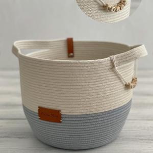 Proprio pane all'ingrosso grande cesto intrecciato a mano bianco <span class=keywords><strong>grigio</strong></span> cesto rotondo in corda di cotone per riporre la biancheria - Product Image 6