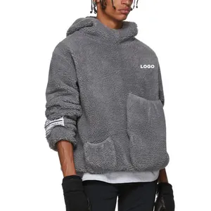 OEM Streetwear Men Long Sleeve Kangaroo Pockets Super Soft Thick Polar Fleece Winter Hoodie