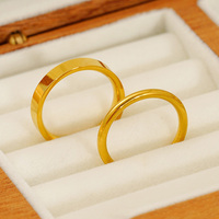 Bague d'index classique minimaliste en acier inoxydable plaqué or 18 carats pour femme, bande basique élégante, bague de mariage en tungstène polie