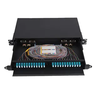 ODF Rack mounted distribution frame 12 24 36 48 port patch panel splice tray SC FC LC adapter 1U 2U 19inch slideable