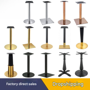 Modern stainless steel round <b>table</b> stand with four-post support base, suitable <b>for</b> both <b>dining</b> <b>tables</b> and office <b>desks</b> - Product Image 5