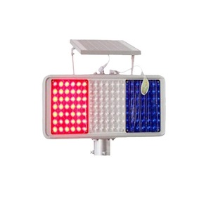ไฟเตือนกระพริบพลังงานแสงอาทิตย์ HK-JB203D แบบ LED สีแดงน้ำเงิน ติดตั้งบนเสา มาตรฐาน IP65 วัสดุอลูมิเนียมและพลาสติกโพลีคาร์บอเนต - Product Image 5
