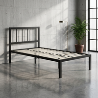 Cadre de lit double en acier inoxydable durable avec sommier à lattes, sans base de sommier à ressorts, pour auberge de jeunesse, chambre d'hôtes, mobilier d'hébergement économique