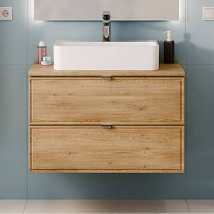 Mueble <span class=keywords><strong>de</strong></span> <span class=keywords><strong>Baño</strong></span> Personalizado <span class=keywords><strong>de</strong></span> Fábrica en Blanco <span class=keywords><strong>y</strong></span> Roble Natural <span class=keywords><strong>con</strong></span> Doble Cajón <span class=keywords><strong>y</strong></span> <span class=keywords><strong>Lavabo</strong></span> Integrado - Product Image 6