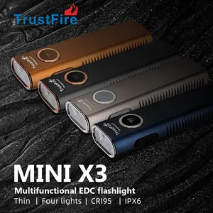 Trustfire MINIX3 şarj edilebilir LED EDC el feneri günlük taşıma UV işık lazer meşale 365nm manyetik pil parlak meşale ışık
