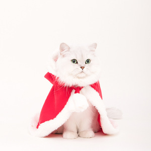 Christmas <b>Cape</b> For Cats Red Faux <b>Fur</b> Trim Decorative Pet Coat Cute Holiday Outfit - Product Image 1