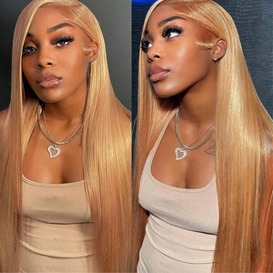 Parrucca in Capelli Umani Vietnamiti Lisci Biondo Miele 28 Pollici, Densità 180%, Pre-Plucked, con Frontale in Pizzo HD 13x6, Design Senza Colla - Product Image 3