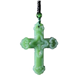 Collar de Moda con Colgante de Cruz de Vidrio Lampwork y Cadena de Bambú, Unisex, Regalo Étnico - Product Image 5
