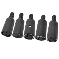 EBY 10 Stück Mini-DIN-Stecker 3/4/5/6/8-polig, männlich/weiblich, Steckdose, Lötanschluss, Kunststoffgriff, Adapter, Schwarz/Silber