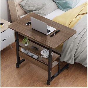 Modern Adjustable <b>Computer</b> <b>Desk</b> Top Wooden Mobile Wheels <b>Computer</b> <b>Desks</b> Laptop Stand Bedroom End Bed Table for Student Study - Product Image 1