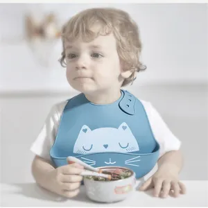 Dogana in Silicone bavaglini in buona lavapiatti per bambini arabica per bambini semplice stampa animalier grembiule stampato bavaglino bambino