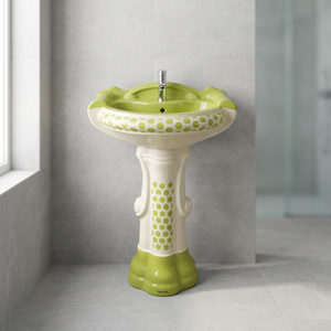 Lavabo de salle de bain en marbre beige Hôtel Maison Lavabos en marbre autoportants Évier sur pied en travertin - Product Image 2