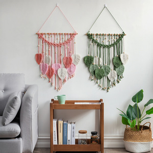 Boho Décoration Artisanale Tapisserie Tête <span class=keywords><strong>de</strong></span> <span class=keywords><strong>Lit</strong></span> Feuilles Vertes Macramé Tenture Murale Décoration Murale - Product Image 5