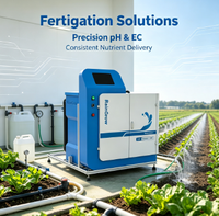 Système de fertigation intelligent FarmOS avec réservoir de mélange de 180 L, machine de dosage multi-écrans avec double EC/pH et télécommande 4G
