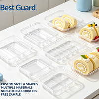 Barquette à dessert personnalisée en PET transparent recyclable de 1 mm d'épaisseur, emballage jetable en coquille pour boulangerie et vente au détail