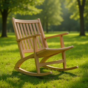 Sedia a Dondolo Moderna in Legno Massello, Sedia da Giardino per Esterni, Design Confortevole, Arredamento per Soggiorno - Product Image 2