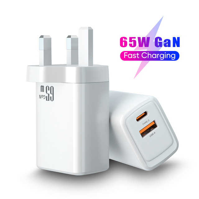 Gan 65W Usb Type C Qc3.0 Pd Us Eu Uk Multi 2 Port Super Fast Charging Laptop Phone Charger for Phones