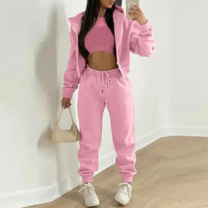 MeiYue Ensemble de 2 pièces avec logo personnalisé Sweat-shirt court à capuche Jogger Pantalon de survêtement Ensemble de survêtements Ensemble de survêtements pour femmes - Product Image 3