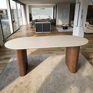 <span class=keywords><strong>Mesa</strong></span> de Comedor Ovalada de Diseño Simple para Restaurante o Cocina, Patas de Madera, para 8 a 10 Personas, Muebles para Comedor - Product Image 2
