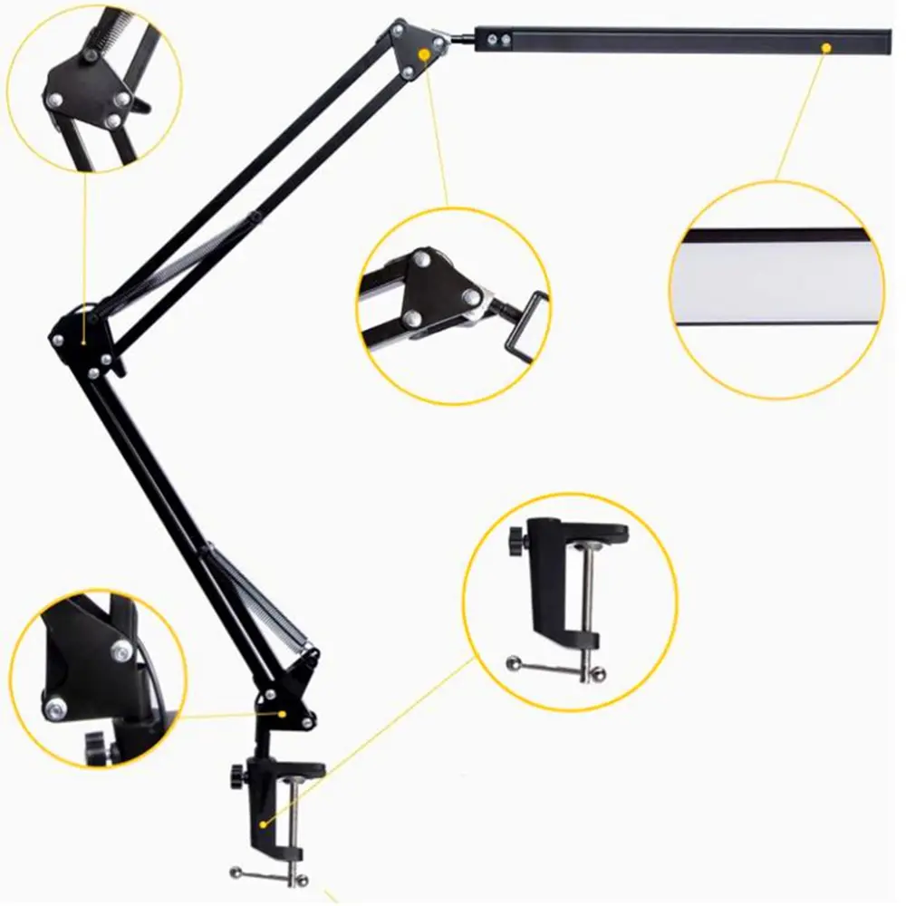 Swing Arm 3 Colors Flexible Metal Desk Lamp Clamp Study Table Light for Night Reading
