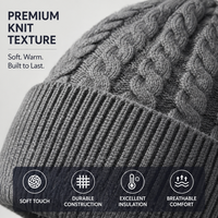 Bonnet tricoté côtelé chaud automne-hiver avec revers pliable, personnalisable avec logo brodé, pour usage quotidien et extérieur, haute qualité, 100% coton, vente en gros