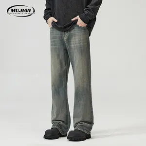 मुजियाम | लोकप्रिय शैली बीबी बांस बूट कट पुरुषों की जींस वैंटेज वॉश लागत प्रभावी पैंट थोक एस-3एक्सएल